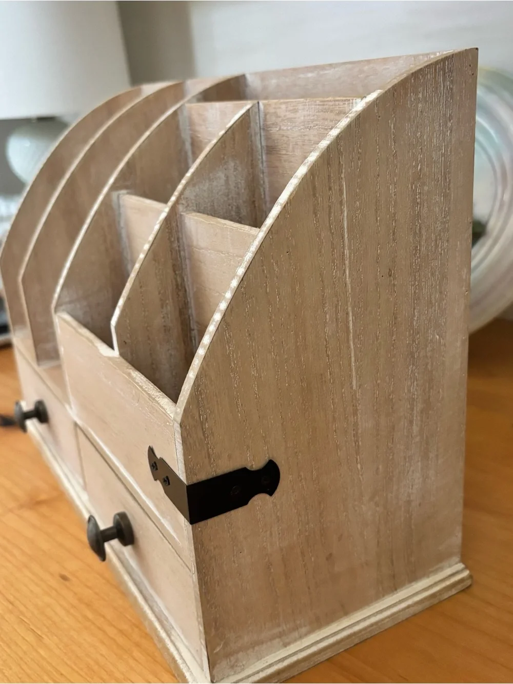 Wooden Desk Organizer with Two Drawers - Farmhouse